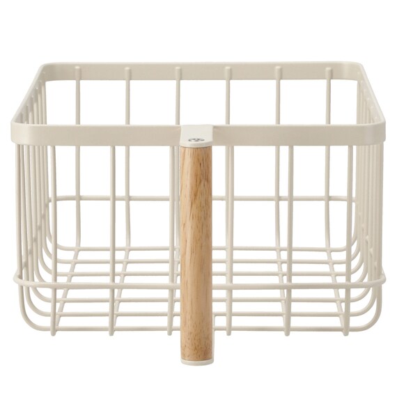 ワイヤーバスケット取っ手付き 高さ10.5cm(HF101236 ベージュ) 4枚目画像