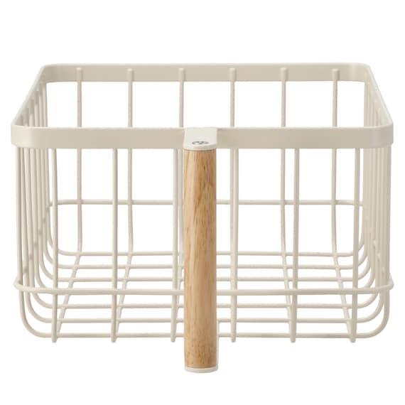 ワイヤーバスケット取っ手付き 高さ10.5cm(HF101236 ベージュ) 4枚目画像