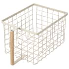 ワイヤーバスケット取っ手付き 高さ15cm(HF84775 ベージュ) 1枚目画像