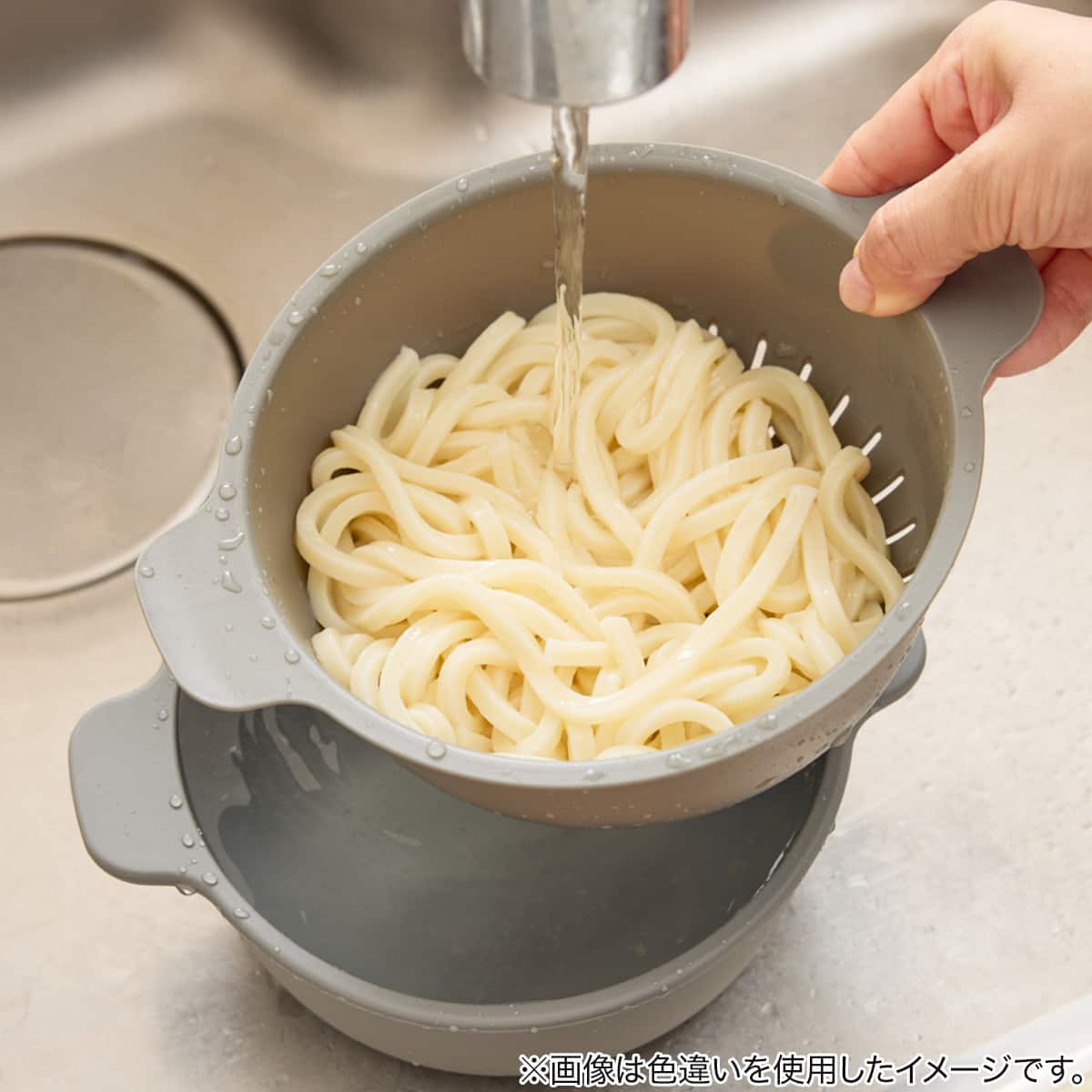 レンジ・オーブンで使える ザル付きシリコン鍋(KY115 ベージュ