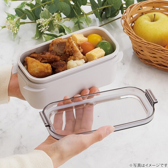 ラク洗 2段 ランチボックス570ml(ライトグレー) 4枚目画像