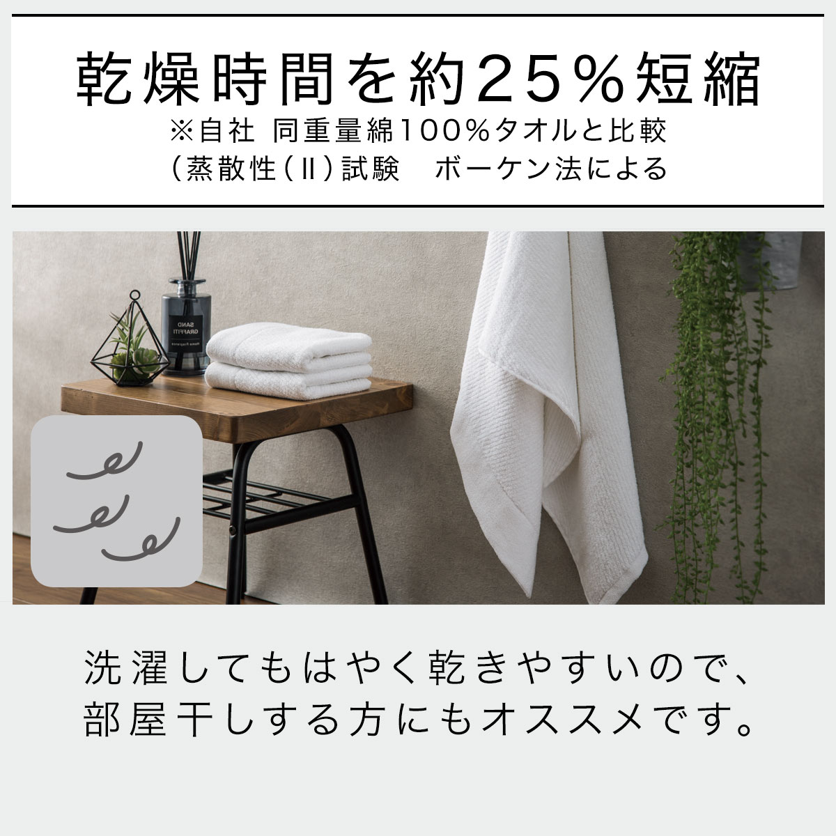2重パイルで吸水＆乾きやすい スリムバスタオル(LGY 33x120 WT006