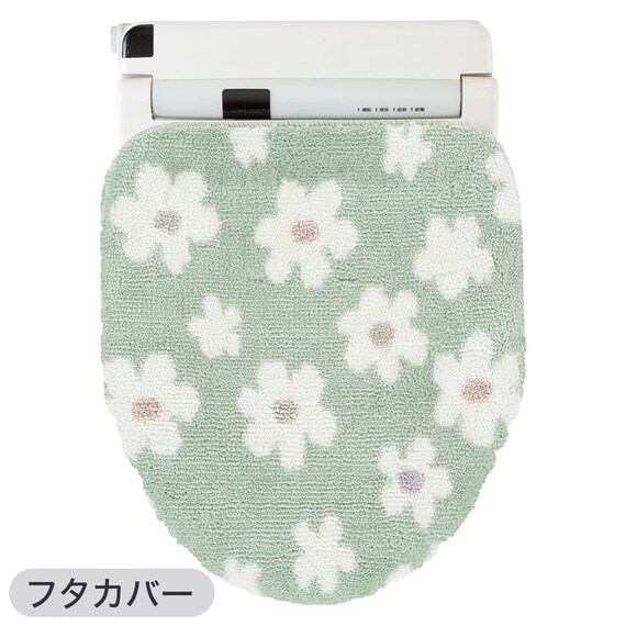 【3点セット】トイレマット+普通型/洗浄・暖房型どちらにも合うフタカバー+洗えるトイレスリッパ(RSP GR LG26) 9枚目画像