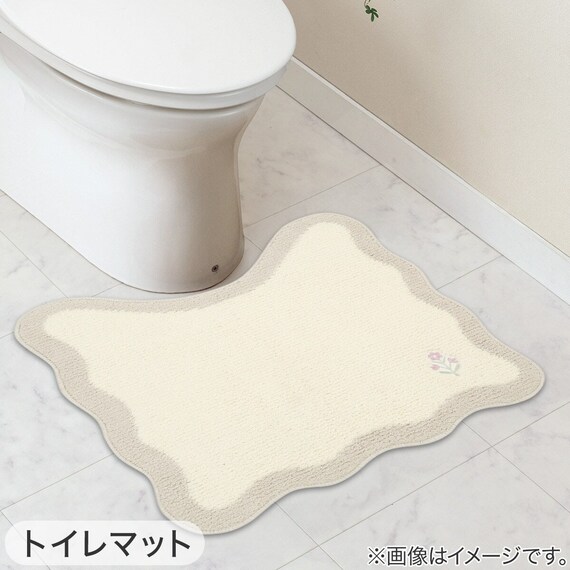 【3点セット】トイレマット+普通型/洗浄・暖房型どちらにも合うフタカバー+洗えるトイレスリッパ(RSP2 IV RW26) 3枚目画像