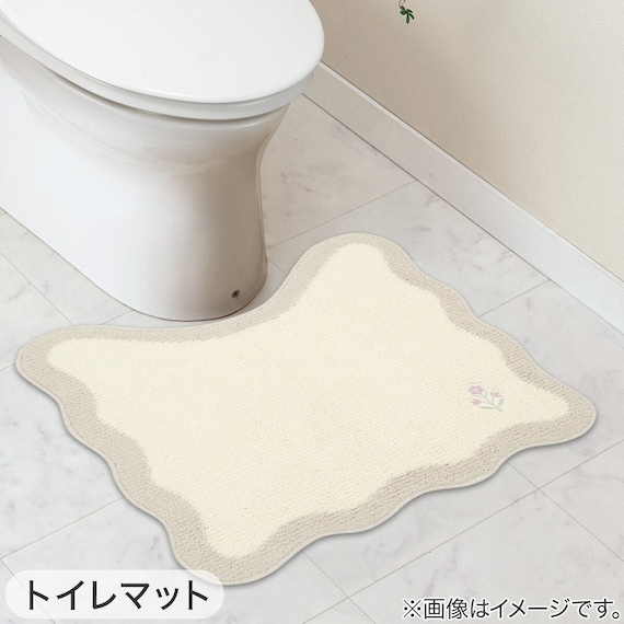 【3点セット】トイレマット+普通型/洗浄・暖房型どちらにも合うフタカバー+洗えるトイレスリッパ(RSP2 IV RW26) 3枚目画像