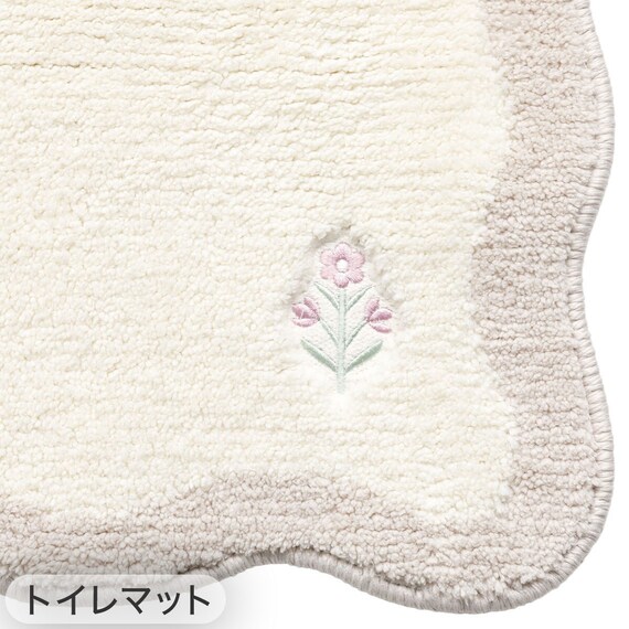 【3点セット】トイレマット+普通型/洗浄・暖房型どちらにも合うフタカバー+洗えるトイレスリッパ(RSP2 IV RW26) 6枚目画像