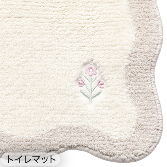 【3点セット】トイレマット+普通型/洗浄・暖房型どちらにも合うフタカバー+洗えるトイレスリッパ(RSP2 IV RW26) 6枚目画像