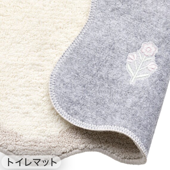 【3点セット】トイレマット+普通型/洗浄・暖房型どちらにも合うフタカバー+洗えるトイレスリッパ(RSP2 IV RW26) 8枚目画像