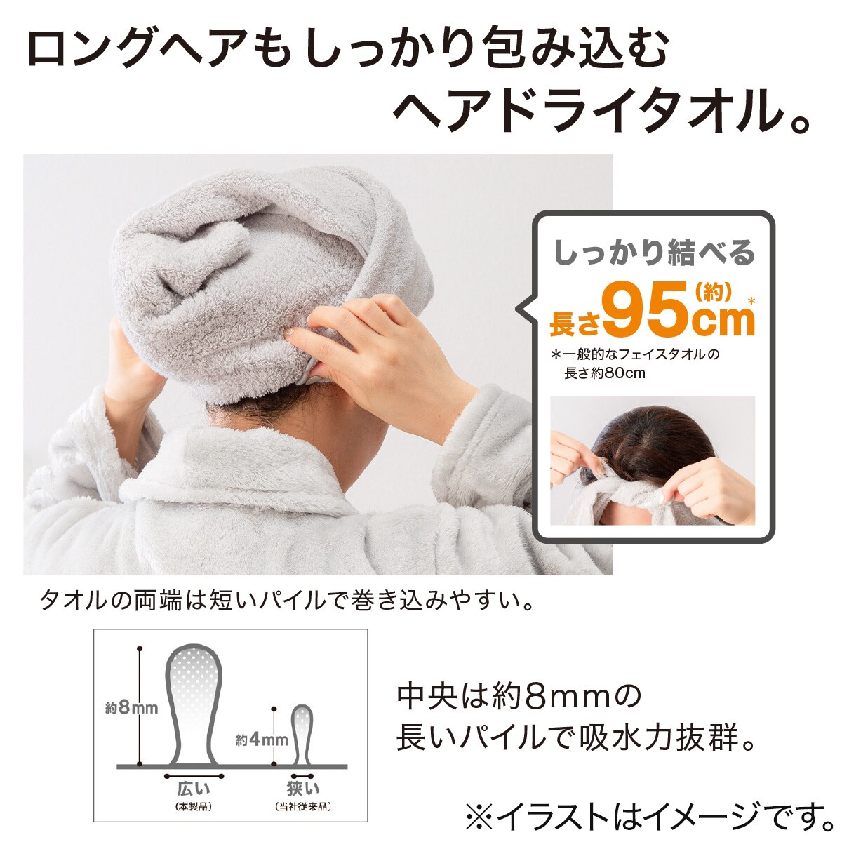 ヘアドライ用タオル(34x95 LGY GT018) | ニトリネット【公式】 家具
