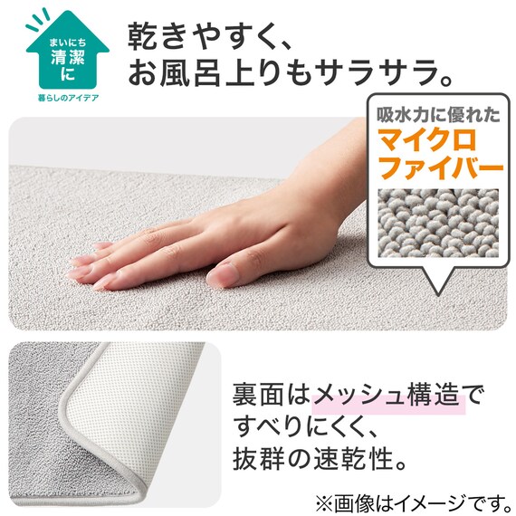 しっかり吸水メッシュバスマット(LGY 50x80 KH01) 2枚目画像