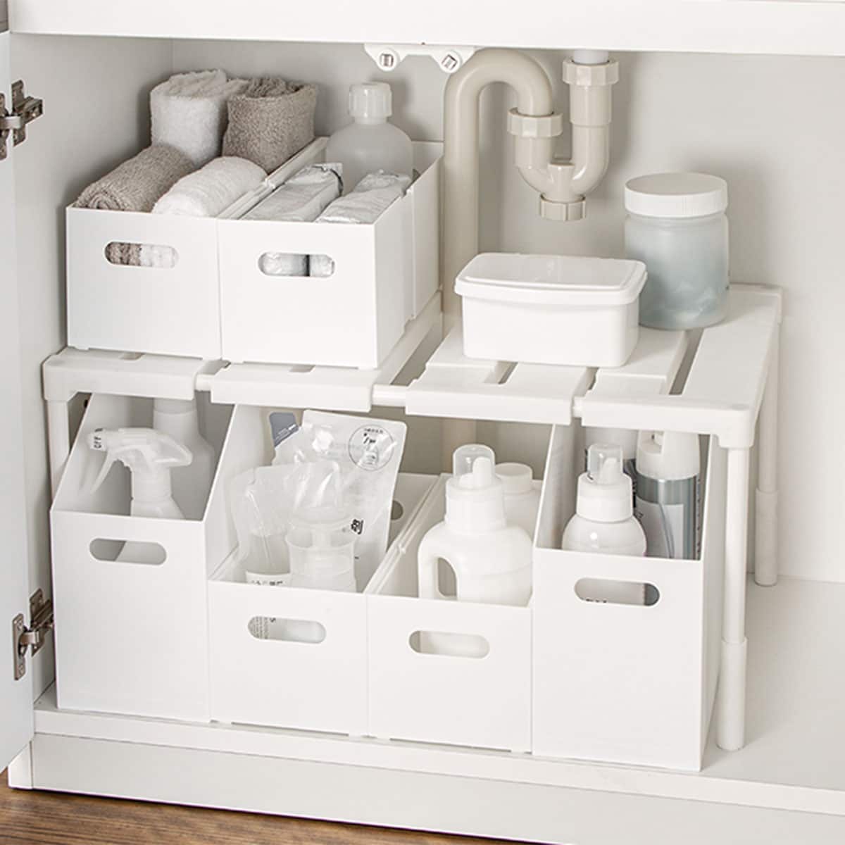 シンク・洗面下 収納】幅・奥行・高さ調整可能 伸縮ラック(CH01