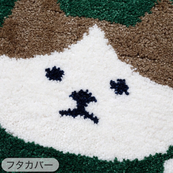 【2点セット】トイレマット+普通型&洗浄・暖房型兼用トイレフタカバー(ネコガラ LG30) 9枚目画像