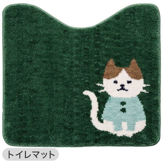 【2点セット】トイレマット+普通型＆洗浄･暖房型兼用トイレフタカバー(ネコガラ LG30) 10枚目画像