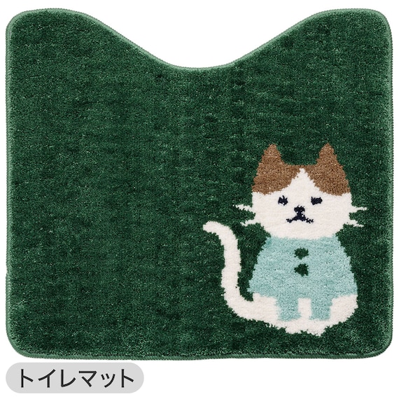 【2点セット】トイレマット+普通型&洗浄・暖房型兼用トイレフタカバー(ネコガラ LG30) 10枚目画像