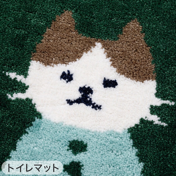 【2点セット】トイレマット+普通型&洗浄・暖房型兼用トイレフタカバー(ネコガラ LG30) 13枚目画像