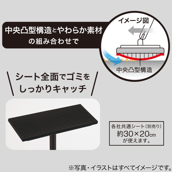 ゴミをしっかりキャッチ 伸縮フローリングワイパー(ラクッカ ブラック RK01) 3枚目画像