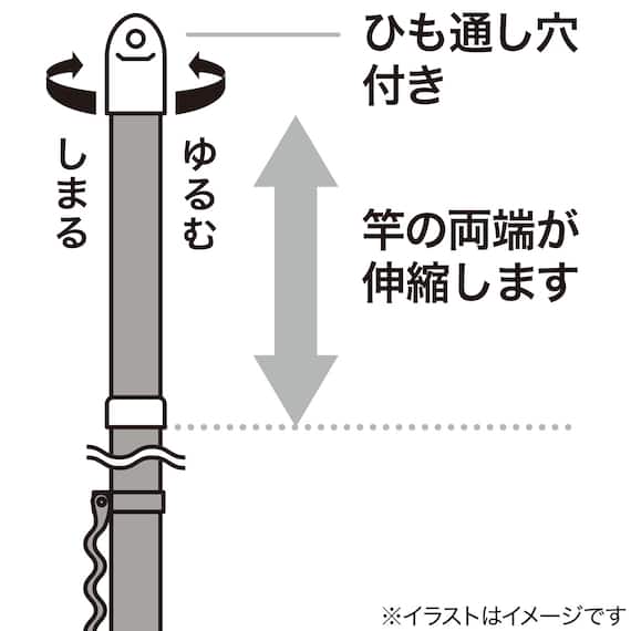 伸縮物干し竿 ハンガー掛け付き(1.4-2.5m HW2) 2本セット 2枚目画像