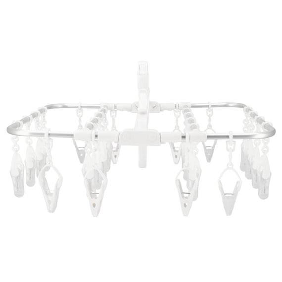 【洗濯らくらく】 多機能 簡単取り込みアルミハンガー (ホワイト 24ピンチ) 1枚目画像