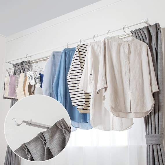 カーテンレール用物干ハンガー(2個組 DL03) 1枚目画像