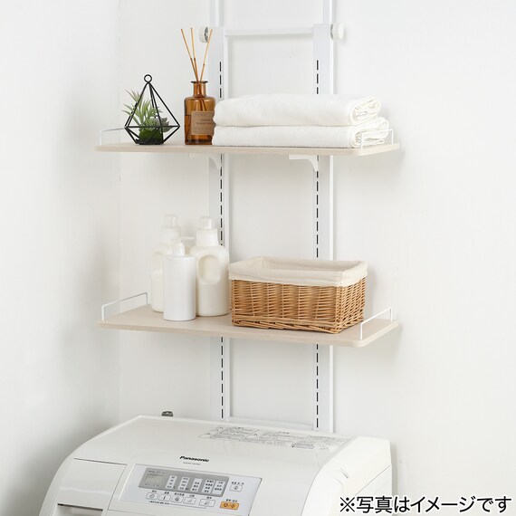 突っ張り洗濯機ラック(ホワイトウォッシュ CS02) 1枚目画像