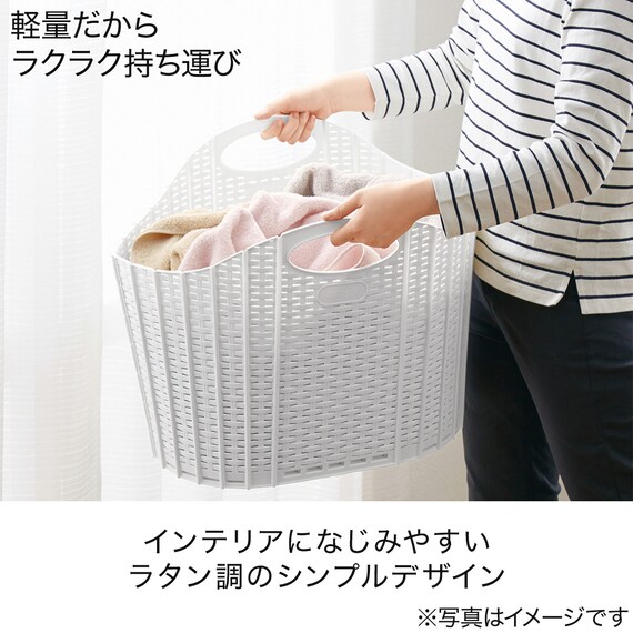 折りたためるランドリーバスケット20L(ホワイト) 3枚目画像