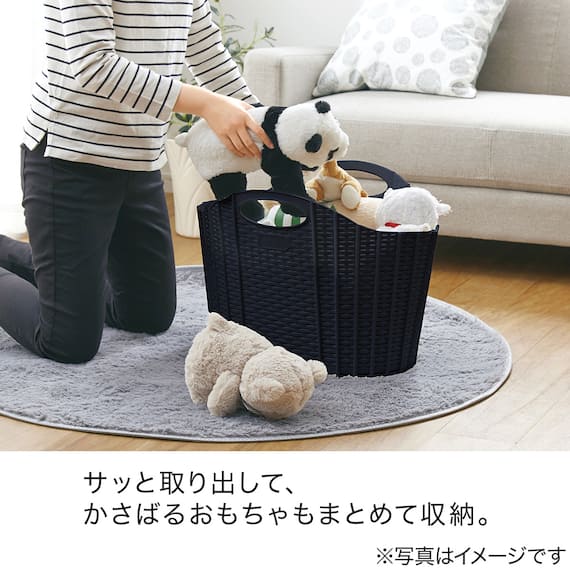 折りたためるランドリーバスケット20L(ブラック) 4枚目画像