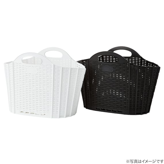 折りたためるランドリーバスケット20L(ブラック) 7枚目画像