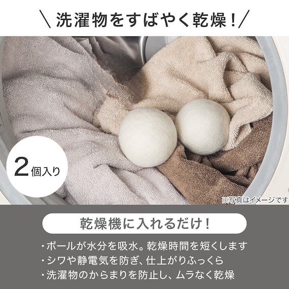 乾燥時間が短くなる ウール ドライボール 2個入り(SO004) 2枚目画像