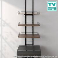たっぷり収納! わずかなすき間に設置できる 突っ張り洗濯機ラックワイド(ミドルブラウン BH08)
