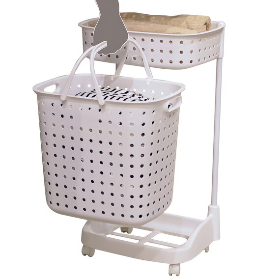 ランドリーバスケット 2段(JE ホワイト) 4枚目画像