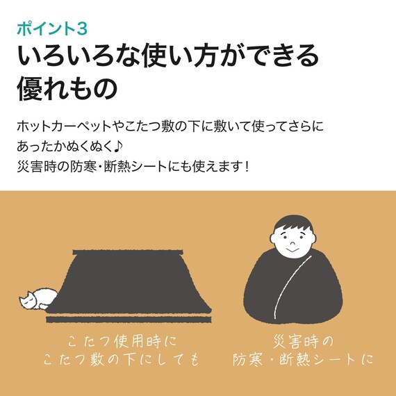 【2点セット】ホットカーペット176cm×235cm(C NT 3J)+保温アルミシート(2mm 180X230 C) 9枚目画像