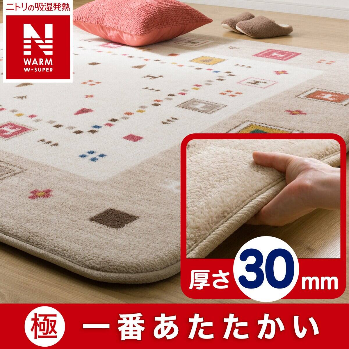 極厚30mmウレタン入り 保温+吸湿発熱+蓄熱+防汚+防音ラグ(NウォームWSP