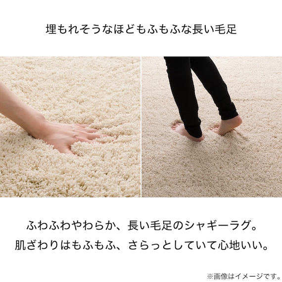 ほこりが取れやすいシャギーラグ(160X230 BE SR008) 5枚目画像