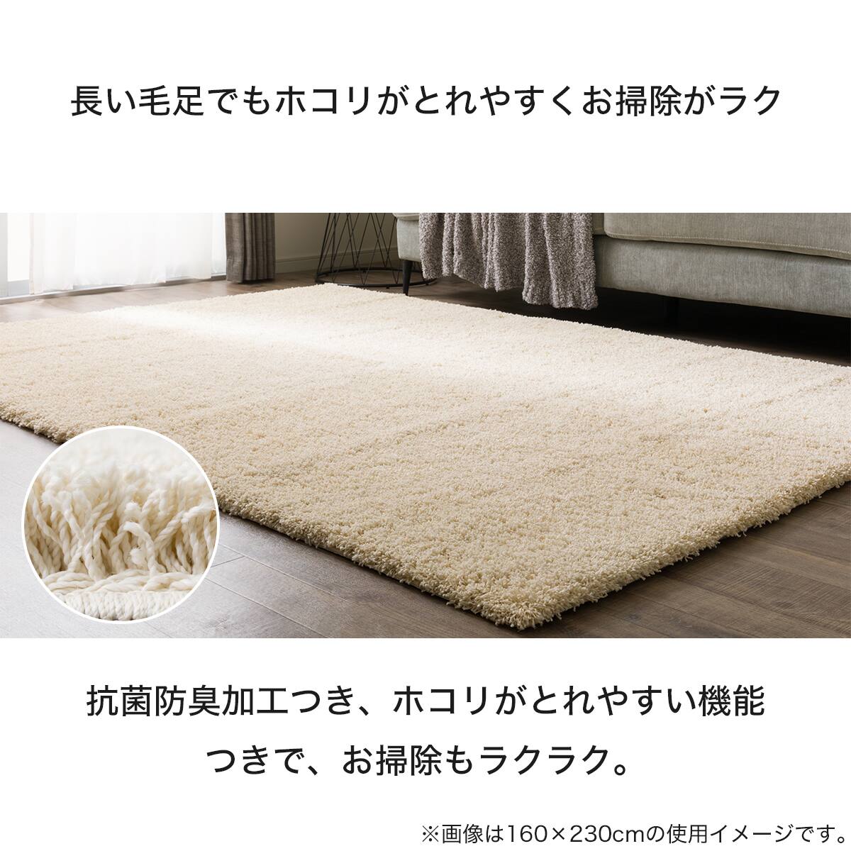 ほこりが取れやすいシャギーラグ(200X250 BE SR008) | ニトリネット