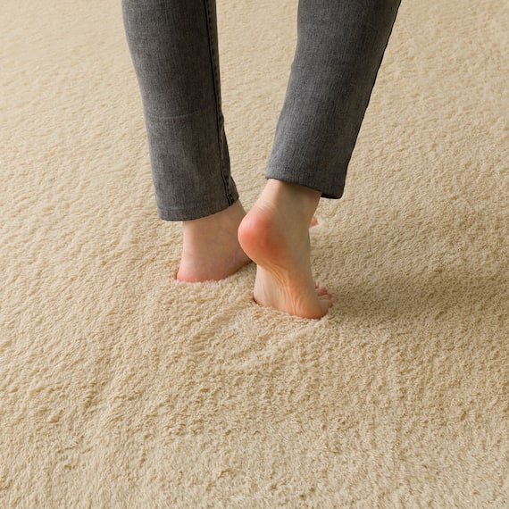 15mmウレタン入り保温+吸湿発熱+蓄熱+防汚ラグ(ラメ130X185ベージュ cDA05) 14枚目画像