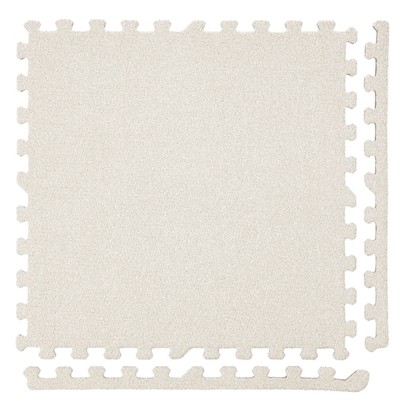 洗えるジョイントマット(アイボリー 9枚セット ふち付き VJ01) 1枚目画像