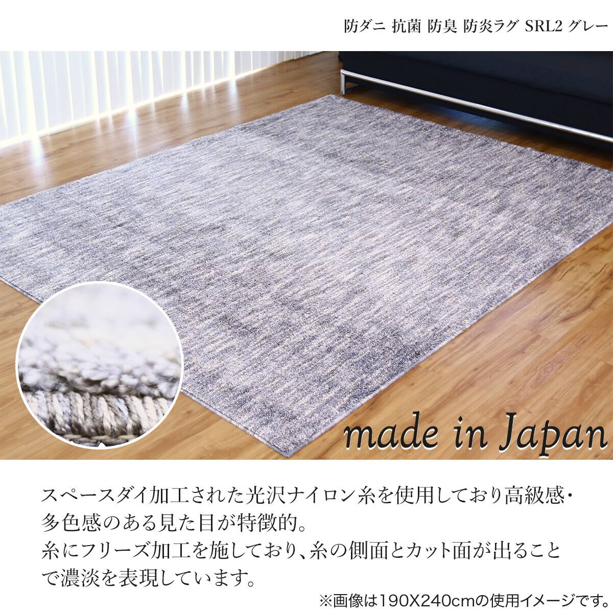 防ダニ抗菌防臭防炎ラグ 190x190cm (SRL2 GY) | ニトリネット【公式