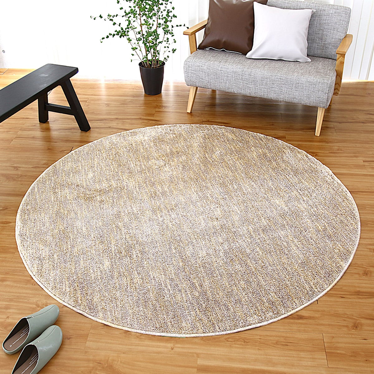 防ダニ抗菌防臭防炎ラグ 直径180cm (SRL2 YE) | ニトリネット【公式