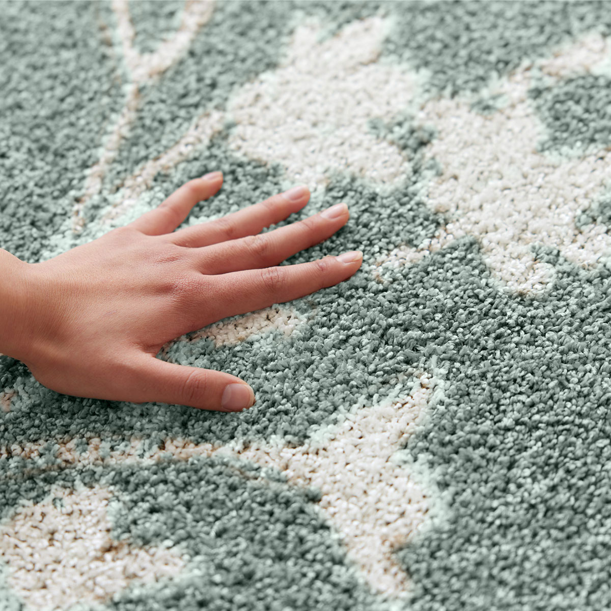 通年使えるラグHOT&COOL（花柄グリーン）190×190 | ニトリネット【公式