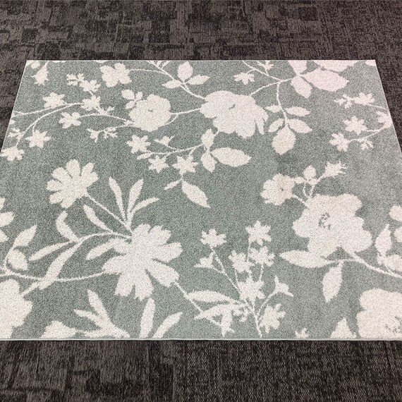 通年使えるラグHOT&COOL(花柄グリーン)190×240 2枚目画像