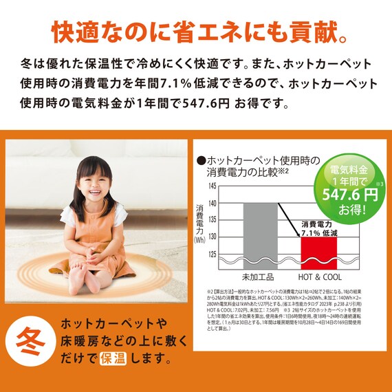 通年使えるラグHOT&COOL(花柄グリーン)190×240 4枚目画像