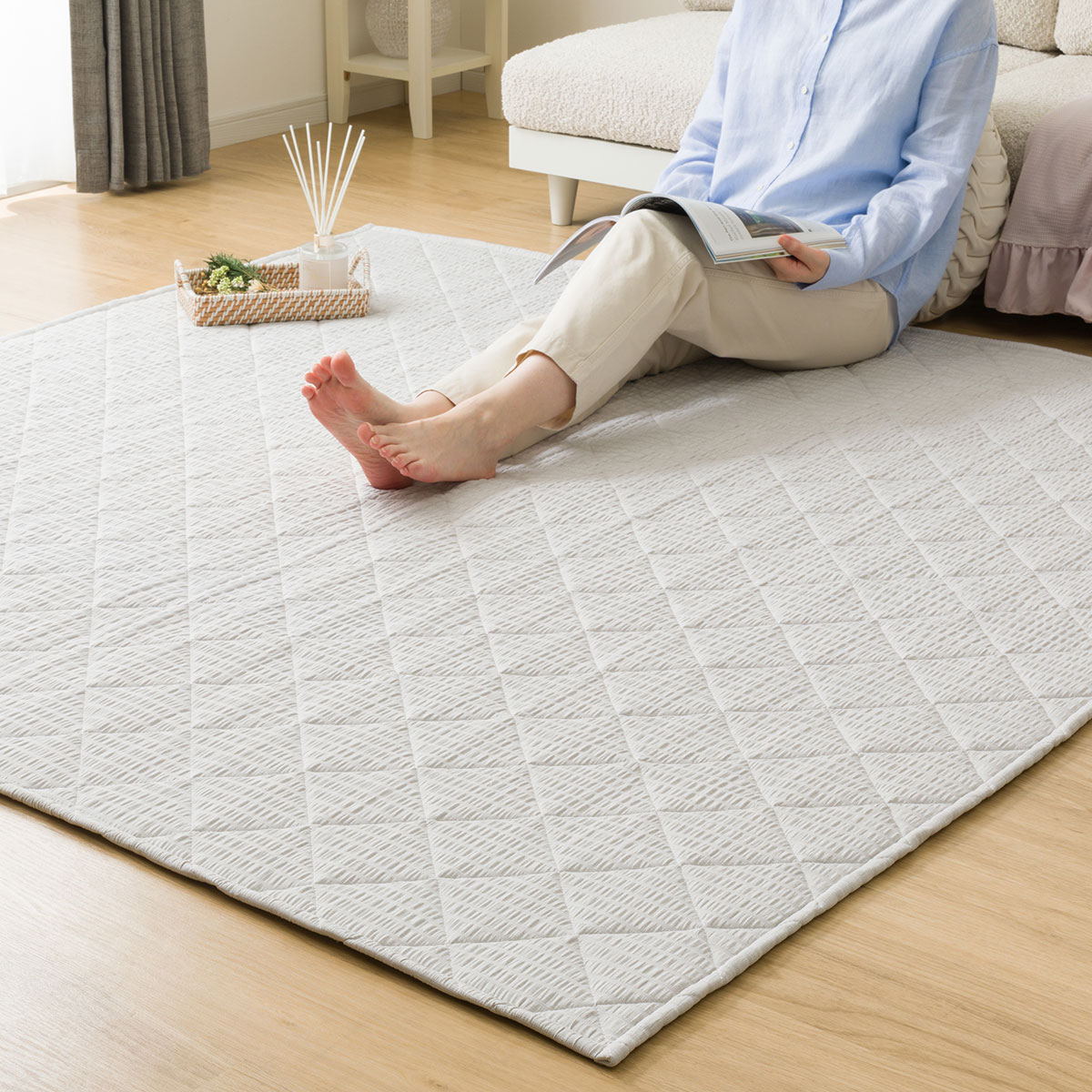 洗えるキルトラグ Dプレーン(130X185 グレー gST2) | ニトリネット