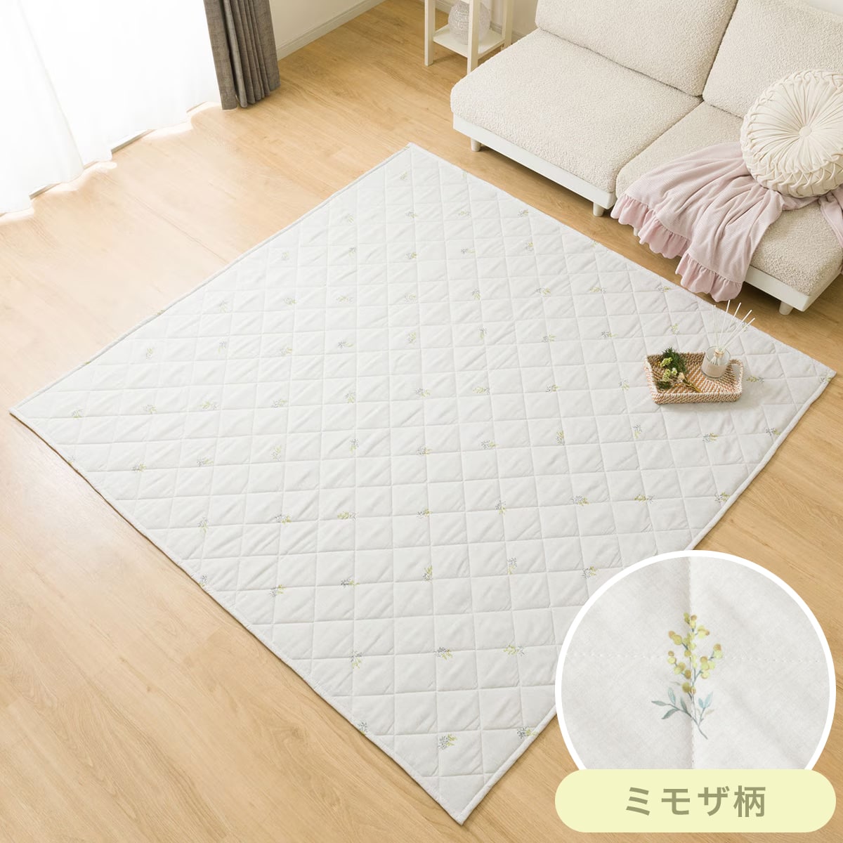大きめキルティングラグ 180cm✖️240cm キルティングマット イブル風 キルティングマット クラウド柄 (180×240cm) | クー