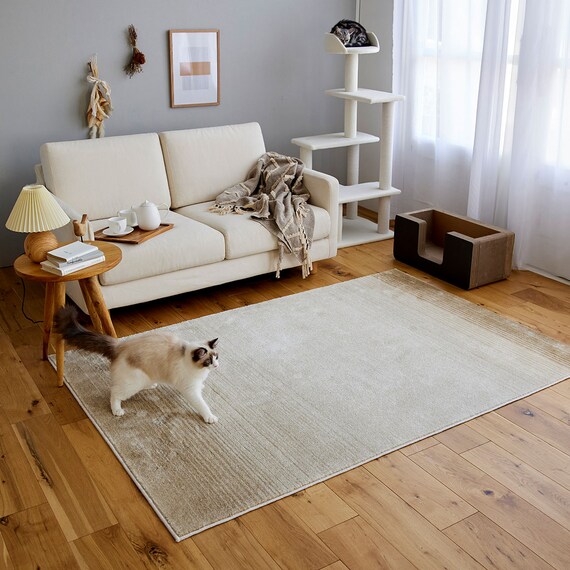 ペット対応アクセントラグ(グラデーション アイボリー)130×190 1枚目画像