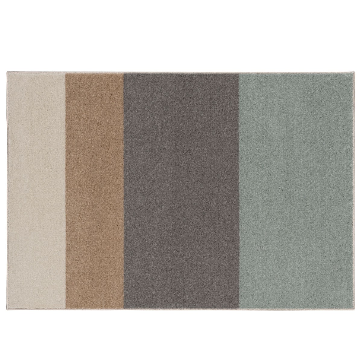 ペット対応アクセントラグ（ストライプ ベージュペールブルー）130×190