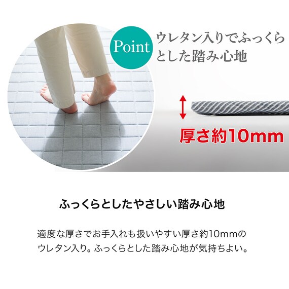 ウレタン10mm洗えるコットンキルトラグ(ピケキルト g BL 130X185 CY04) 4枚目画像