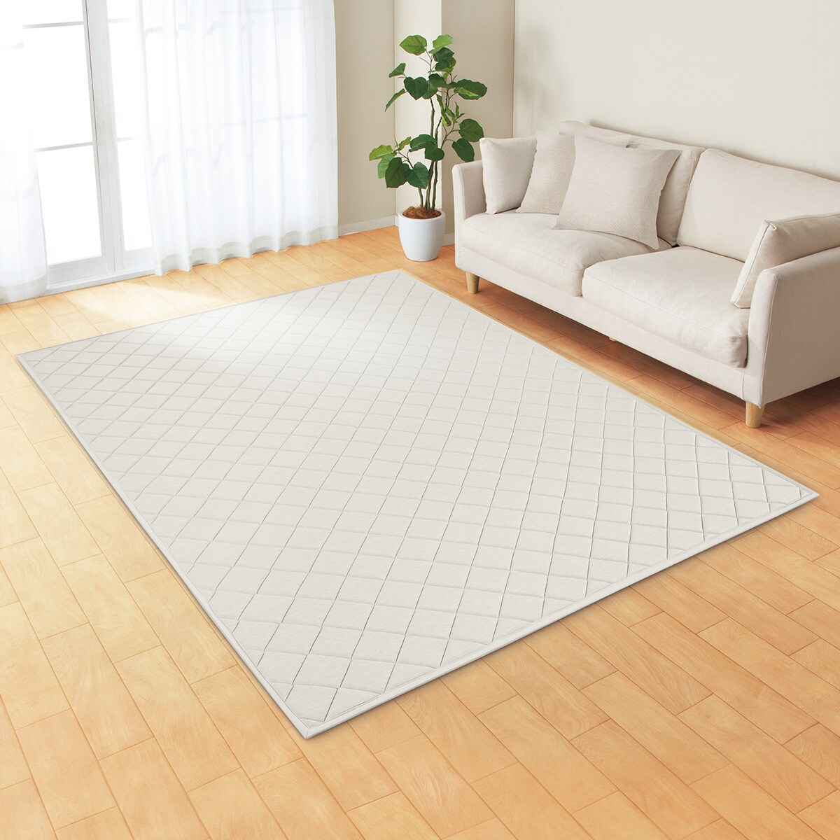 【新品未開封】ニトリ洗えるラグ Nクール 接触冷感　強冷185X240 ベージュ 極厚30mm「強」接触冷感 洗えるラグ(NクールSPフックラGY