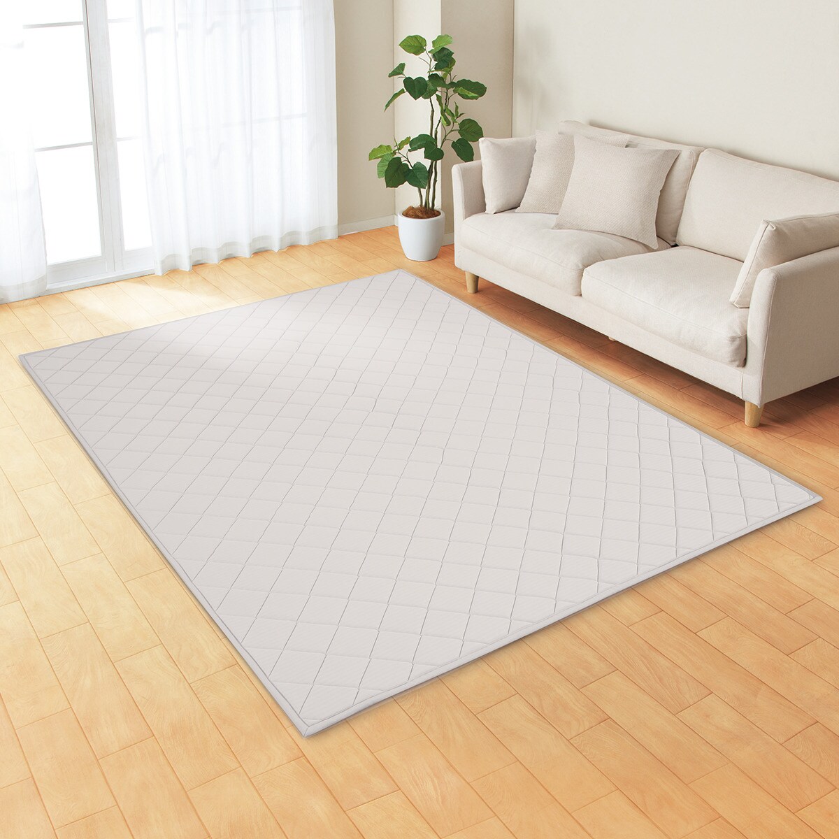 15mmウレタン入り 接触冷感+防汚加工ラグ(NクールSPgJa GY MX36