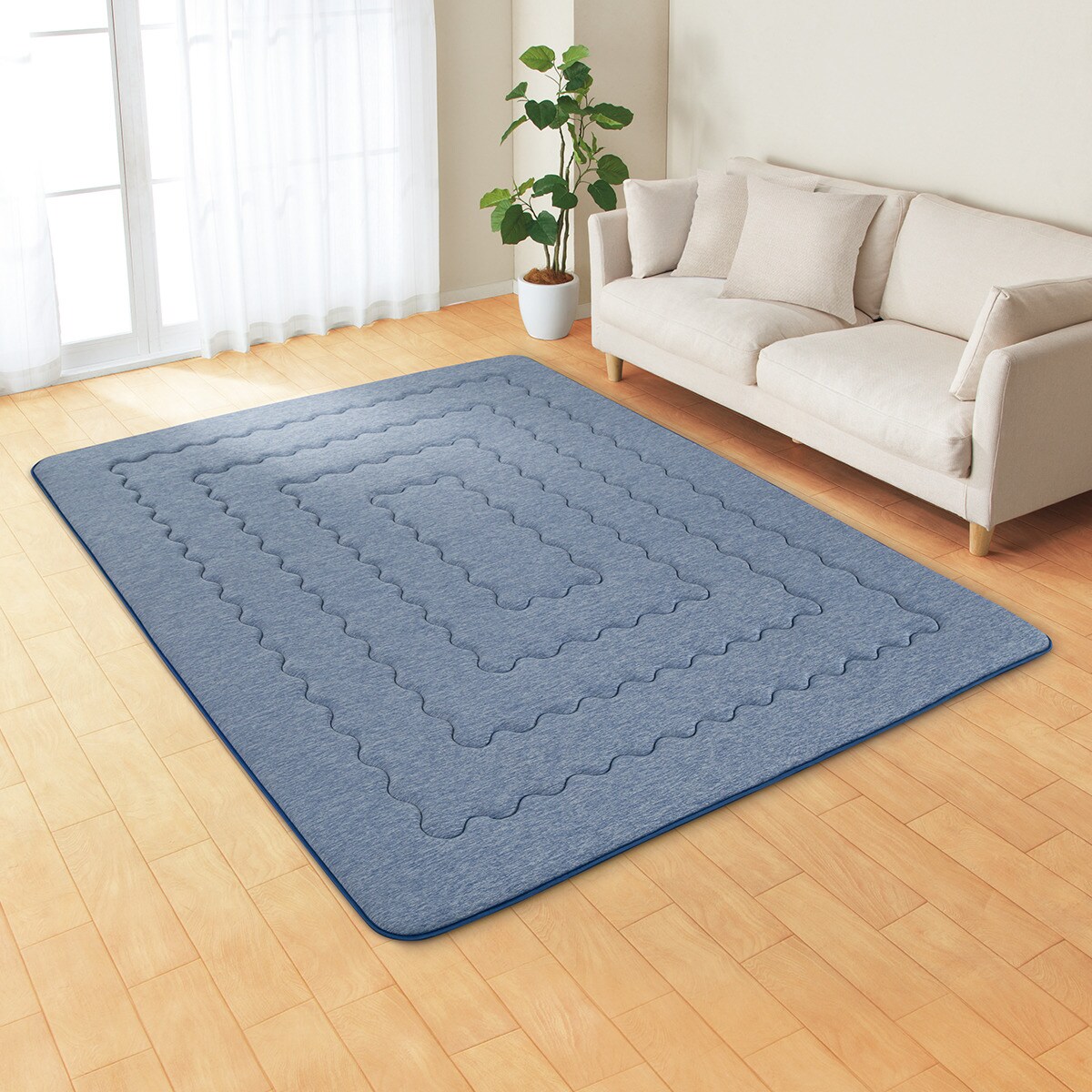 極厚30mmウレタン入り 接触冷感+防汚加工+防音ラグ(NクールSPgPL BL