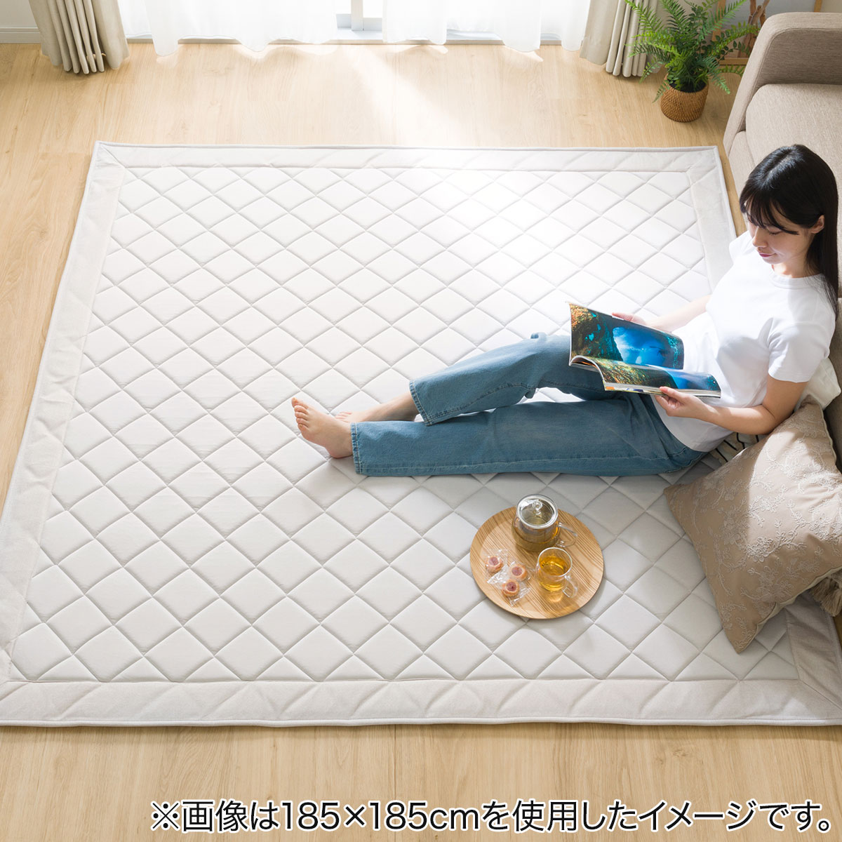 15mmウレタン入り 接触冷感+持続冷感+防汚加工ラグ(NクールWSPg GY